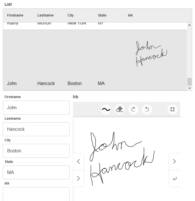 Using Ink on a Form View to add a signature to a list control